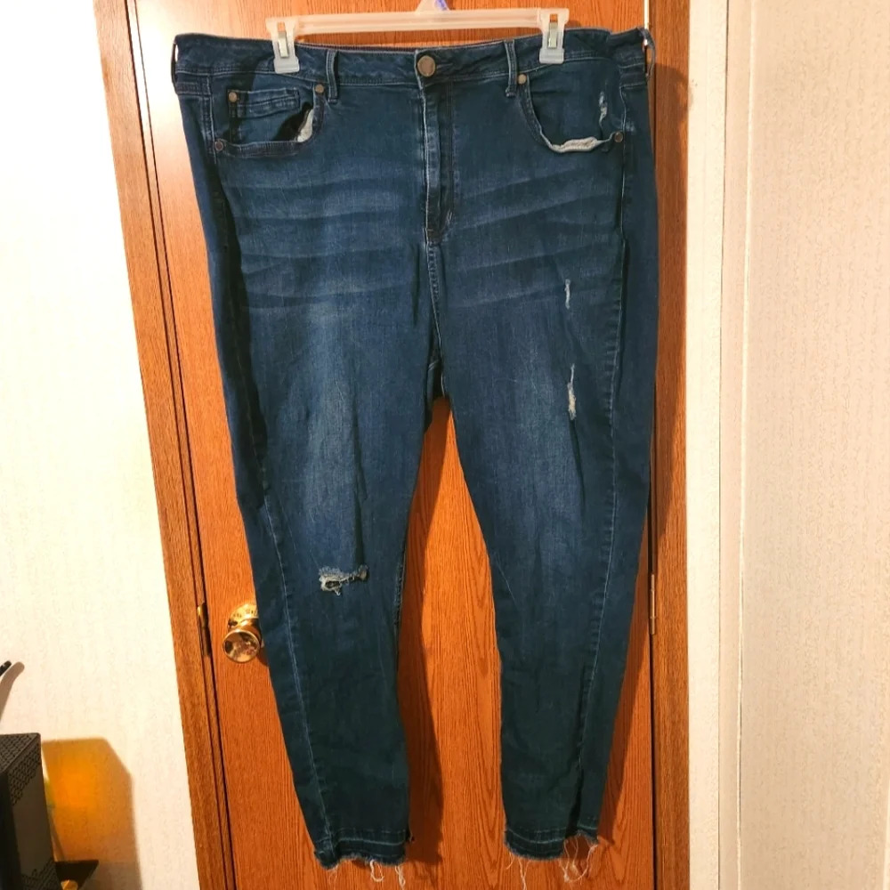 Seven7 Distressed and Frayed Cropped Skinny Jeans Size 24W - Picture 2 of 11